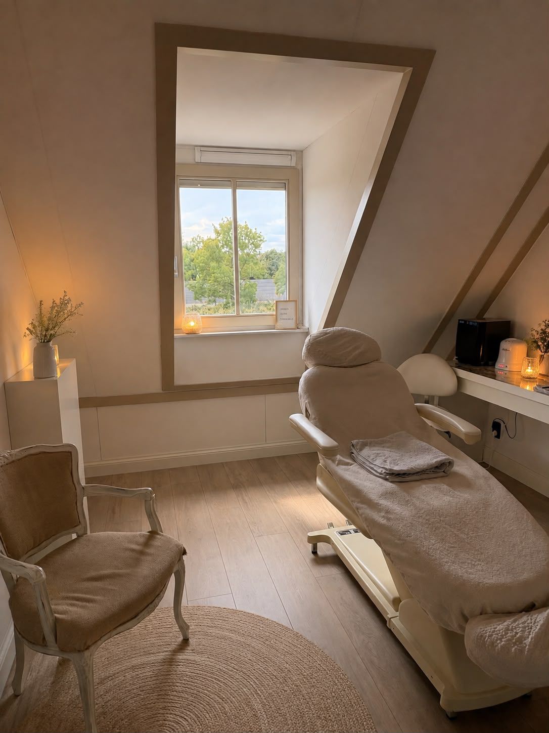 De huiselijke salon van Weesper Brow & Glow in Weespersluis met behandelstoel