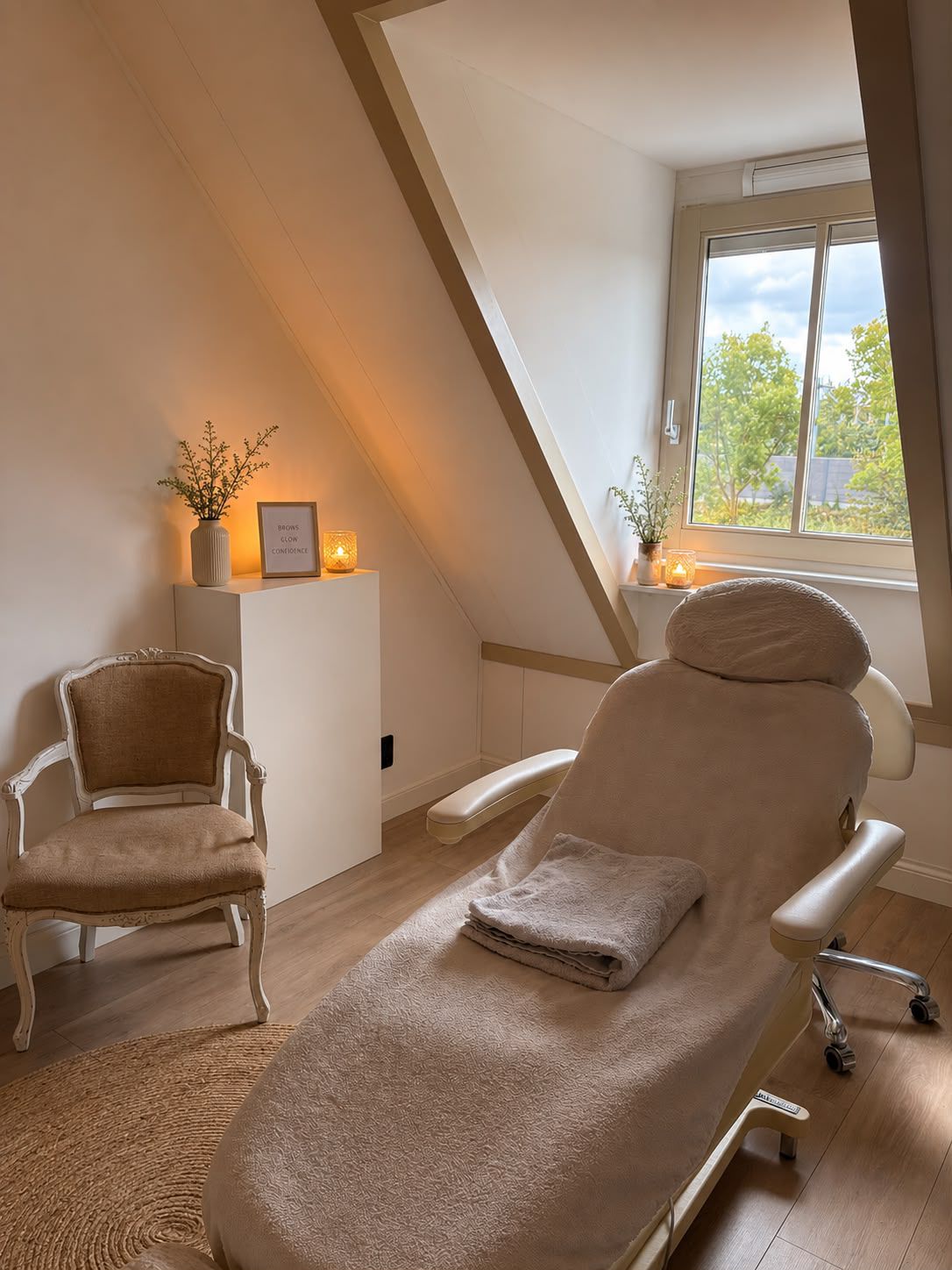 De rustige, huiselijke behandelruimte van Weesper Brow & Glow in Weespersluis